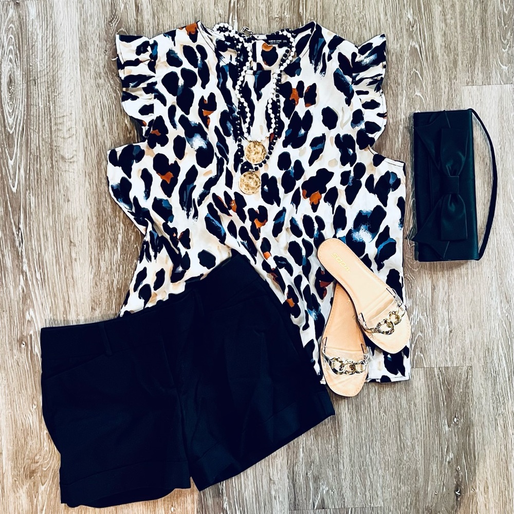 Shein leopard print ruffled sleeve top size 2XL